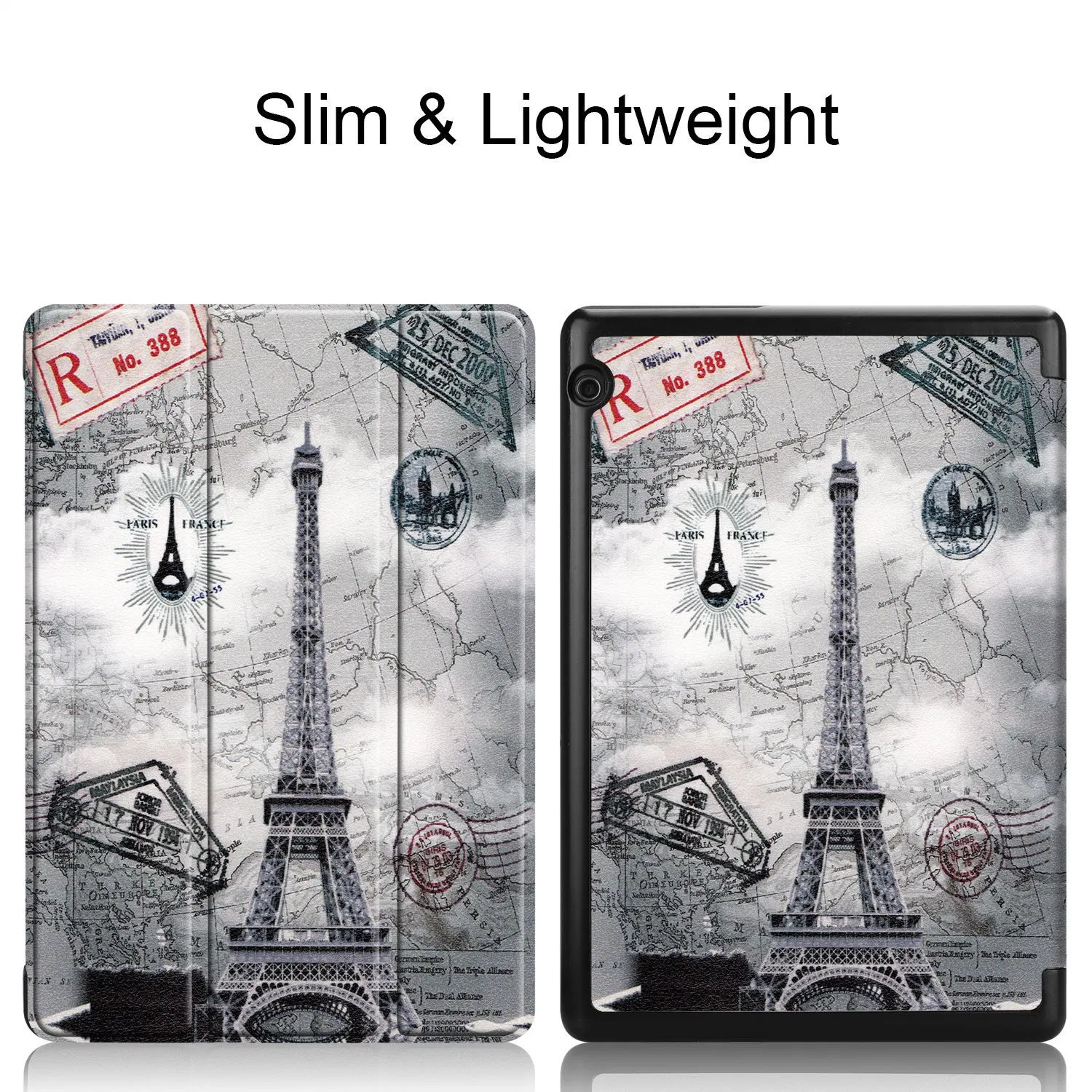 Premium Hard Protective Back Cover Slim Shell PU Leather Tri-Fold Smart Case for Huawei Matepad T5 10.1