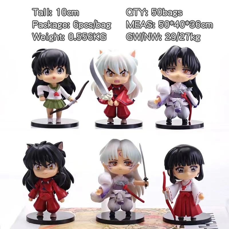 6PCS/Set Mini Inuyasha Anime Figure Toy