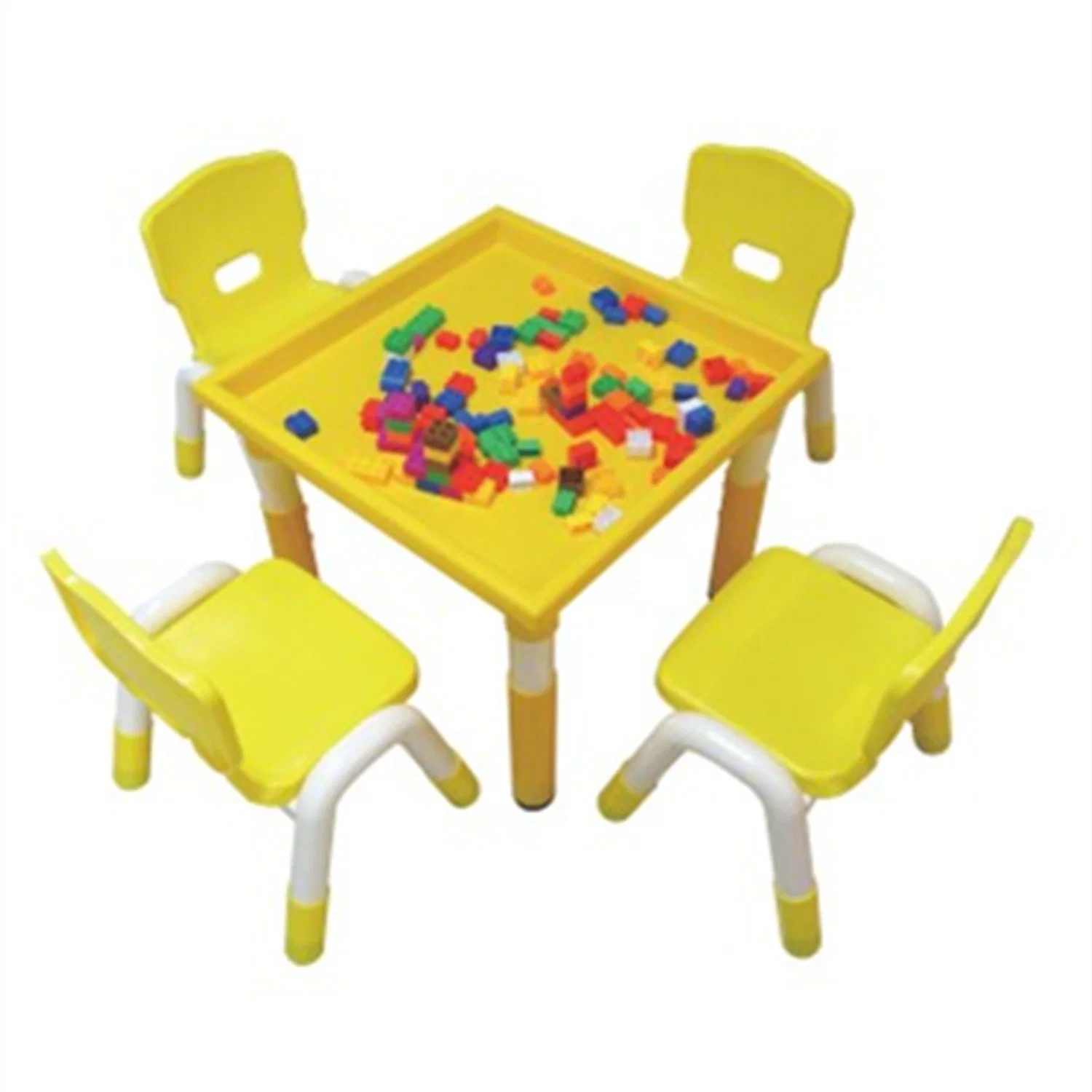 Kindergarten Kids Tables and Chairs Children's Plastic Building Blocks Yellow