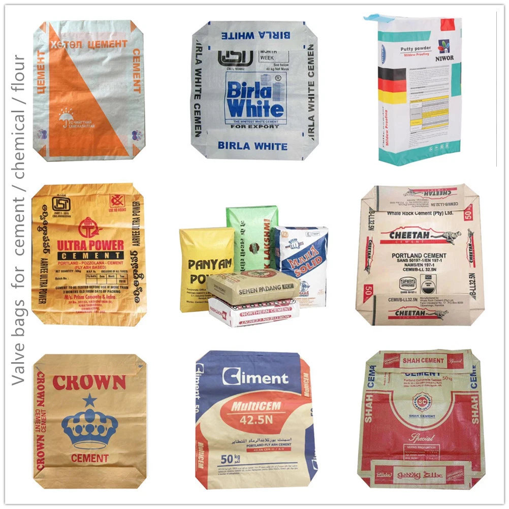 2ply 3 Ply Kraft papel válvula Cemento Bolsas de Embalaje, fábrica Personalizar 2layer 3 capas bolsas Pvse 20kg 25kg 50kg Cemento / masilla de pared / polvo / Harina / Alimentación