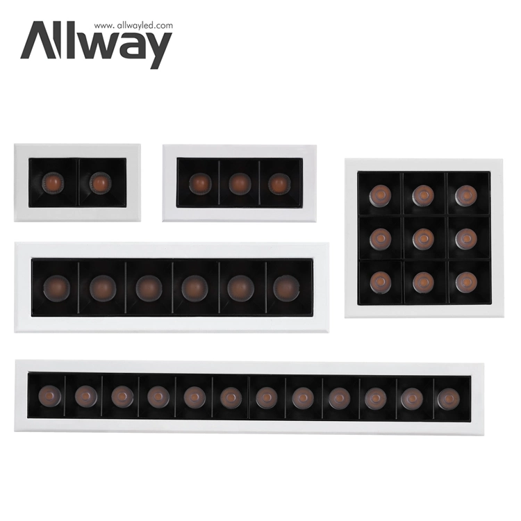 Allway Rectangle Recessed Strip Lighting System Aluminum Indoor 8W LED Linear Down Lamp