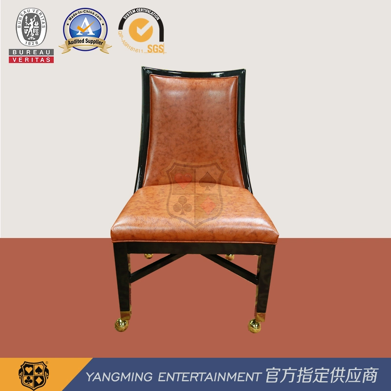 Metal Pulley Foot Simulation Leather Hotel Club Dining Chair Texas Poker Table Player Chair Ym-Dk07