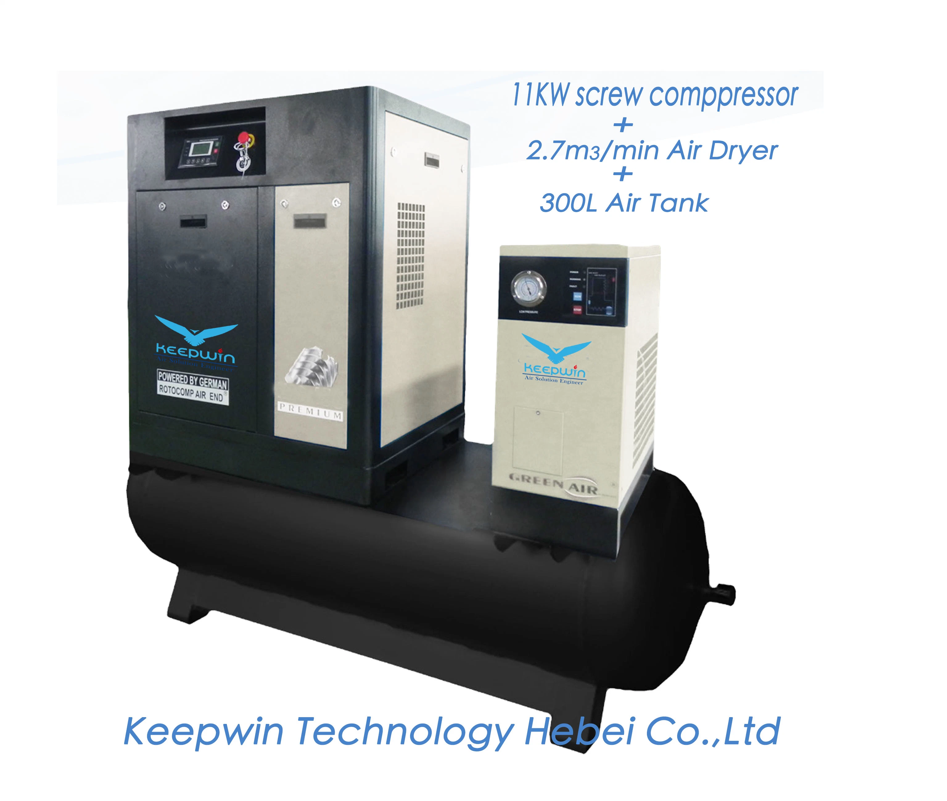 4kw 5.5kw 7.5kw 11kw 15kw 18.5kw Industry Screw Air Compressor Machine with Air Tank Air Dryer