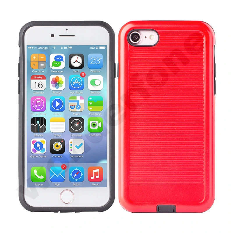 Plastic+TPU 2 in 1 Case with Dust-Proof Plug -Red