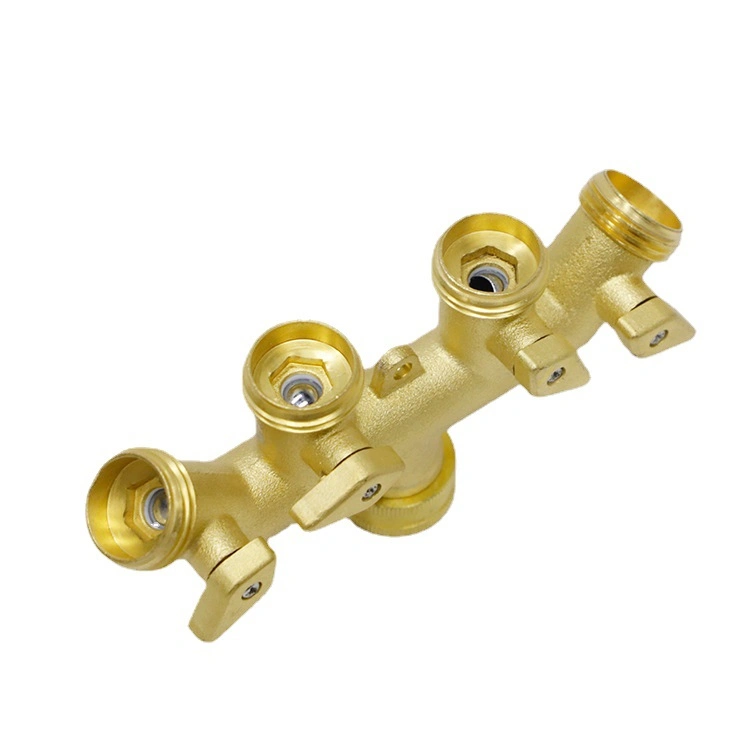 American Garden Full Copper Four-Way Ball Valve Tap Spliter