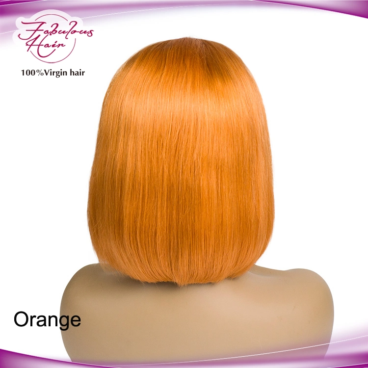 Short Orange Bob Lace Frontal Wigs Human Hair for Cheap