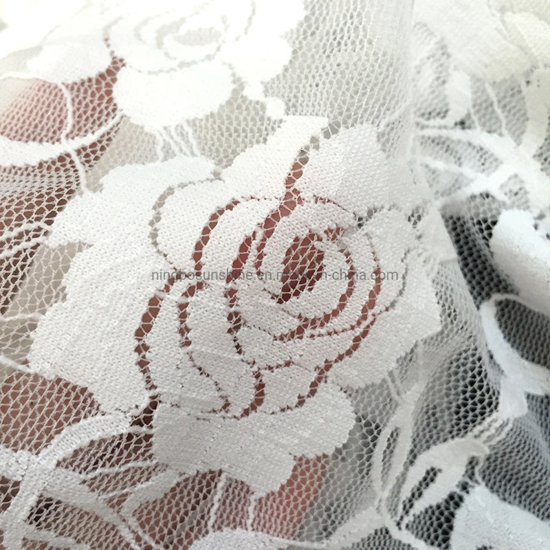 Wholesale/Supplier Nylon Spandex Material Fabric Lace White Flowers Embroidery Lace Fabric