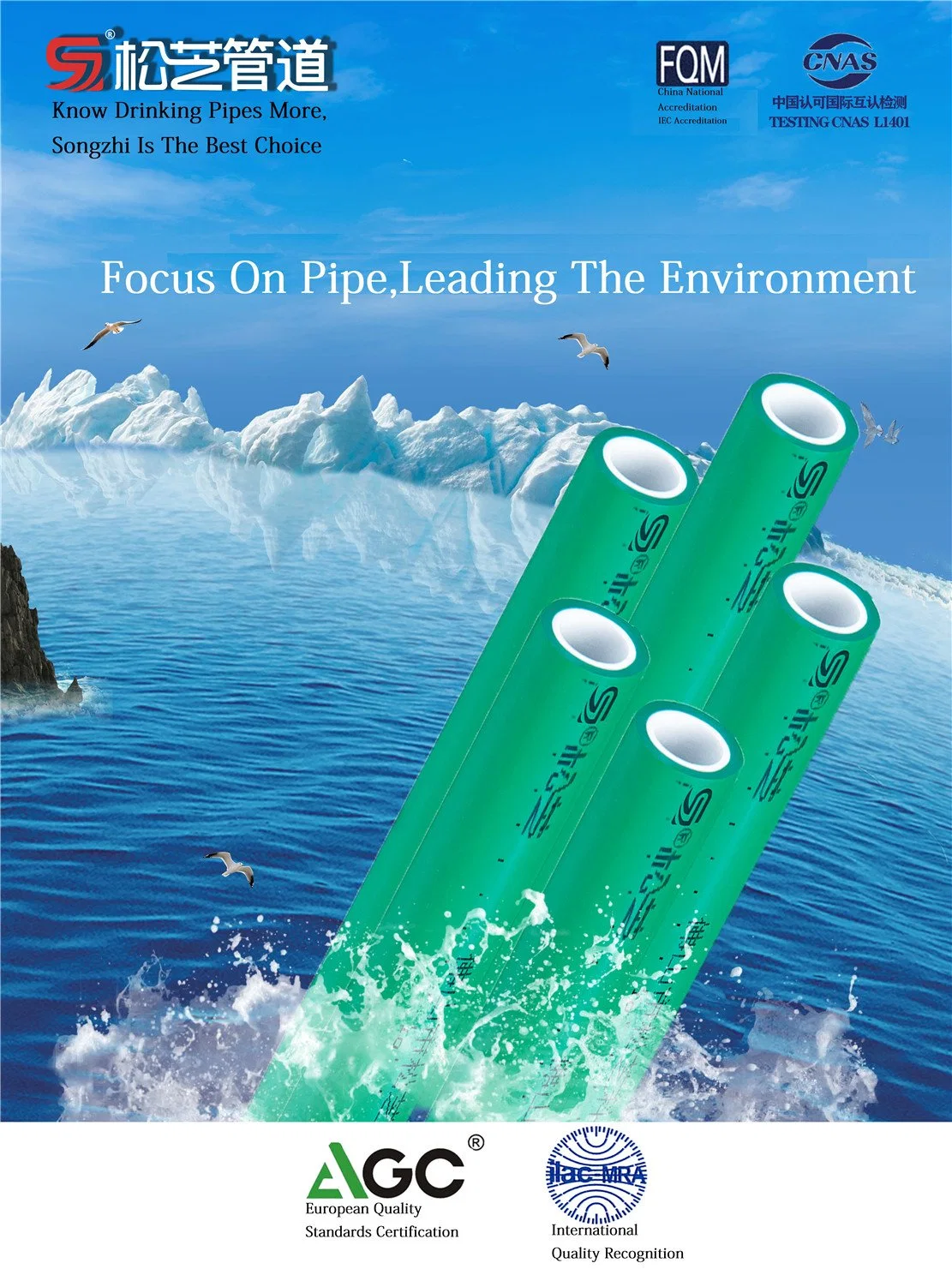 High quality/High cost performance  Double Layer Porcelain Core PPR Drinking Water Pipe