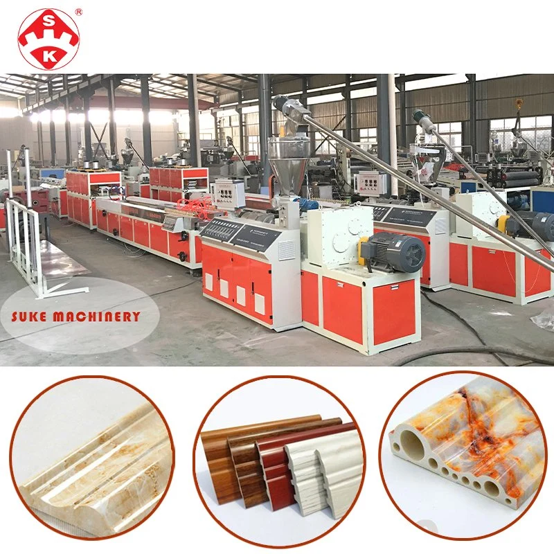 PVC Marble Profile Skirting Line Baseboard Window Profile Corner Price Tage Holder Transparent Market Price Strip Extrusion Making Extruder Machine