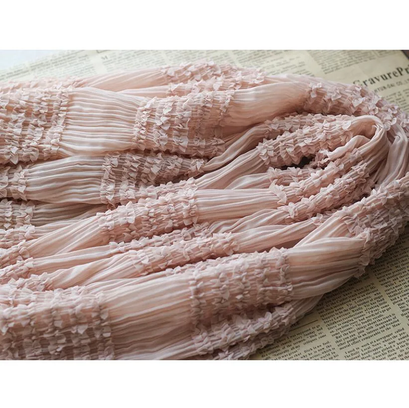 New Design Recycled Chiffon High Tension Crinkle Crochet Fabric for Dress