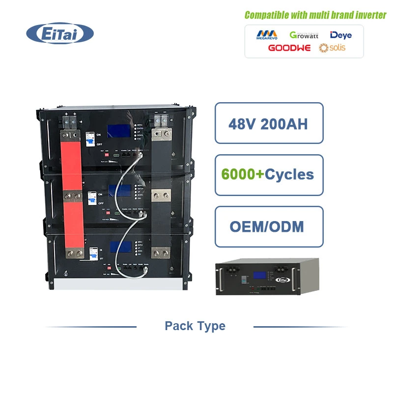 Eitai 48V 200ah 10kw LiFePO4 Système solaire intelligent BMS Batteries au lithium-ion