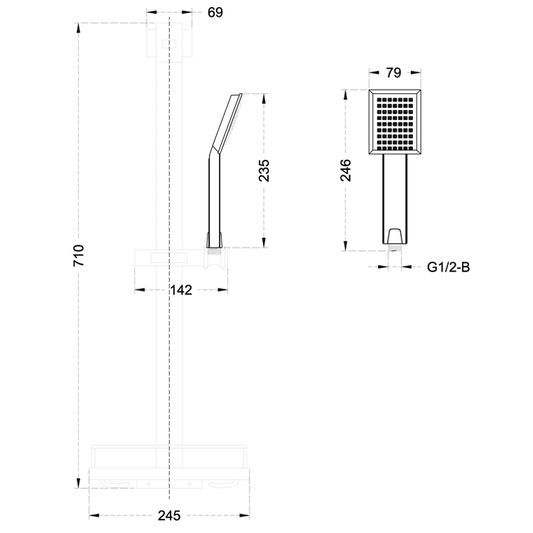 Salle de bain douche réglable en acier inoxydable de la tige de relevage barre coulissante