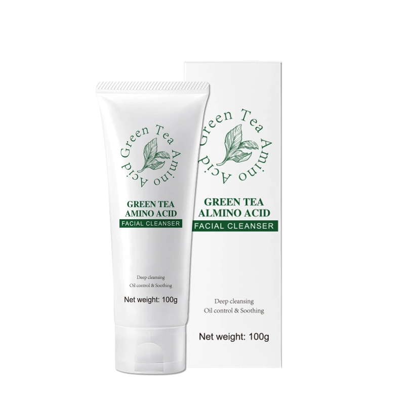 Nueva llegada Amino ácido árbol de té Extractos Aloe Vera denso Limpiador facial de espuma de limpieza profunda