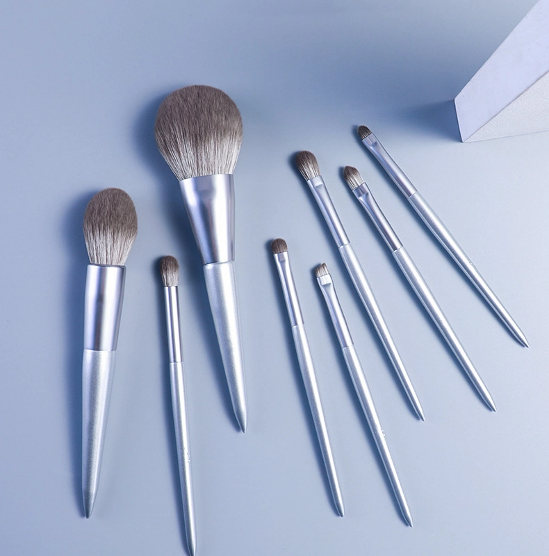 8PCS Professional Cosmetic Tools فرشاة مقبض خشبية مع شعر اصطناعي