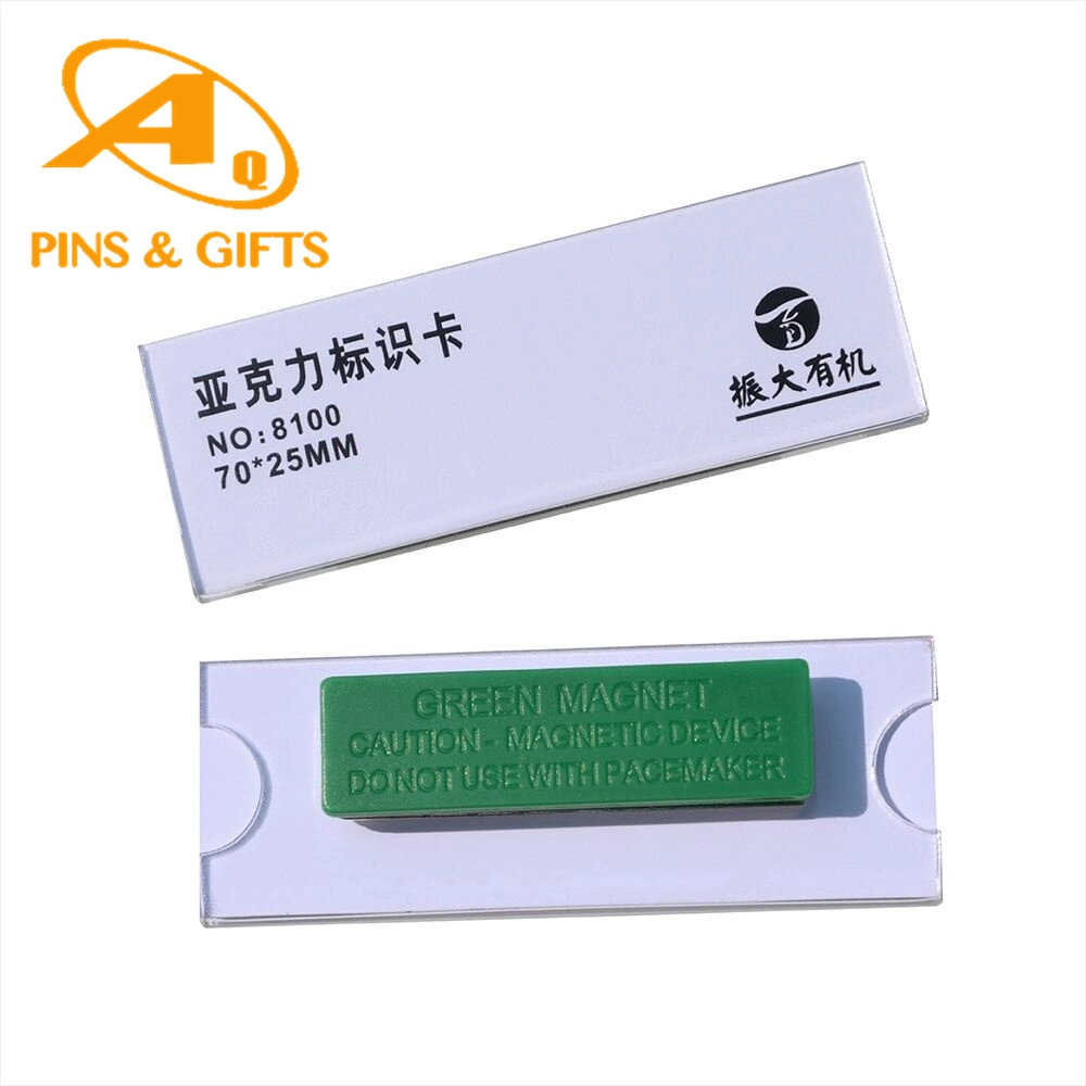 Custom Company or School Staff Logo Metal Zinc Alloy China Wholesale/Supplier Badge with Safety Pin Magnet Backing Magnet Name (ID) Tag