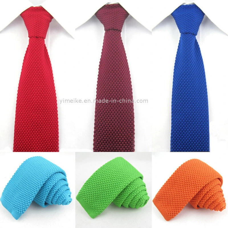 Popular Promotional Casual Skinny Pure Color Knit Ties for Mens