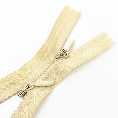 Beige Color Long Double Head Invisible Zippers Garment Sewing Nylon Coil Zipper