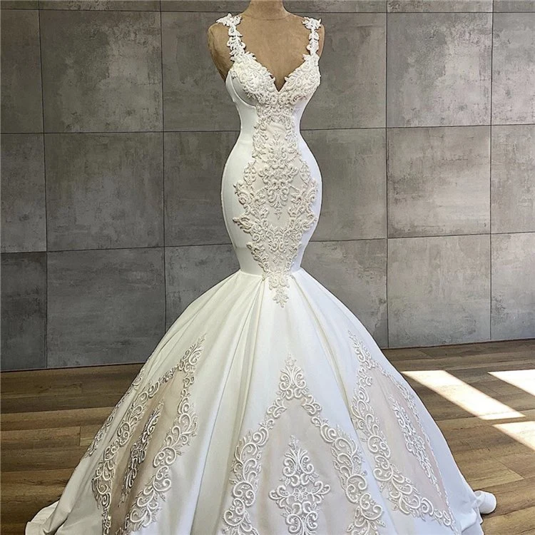 Spaghetti Straps Wedding Gown Mermaid Bridal Ball Gown Lb28126