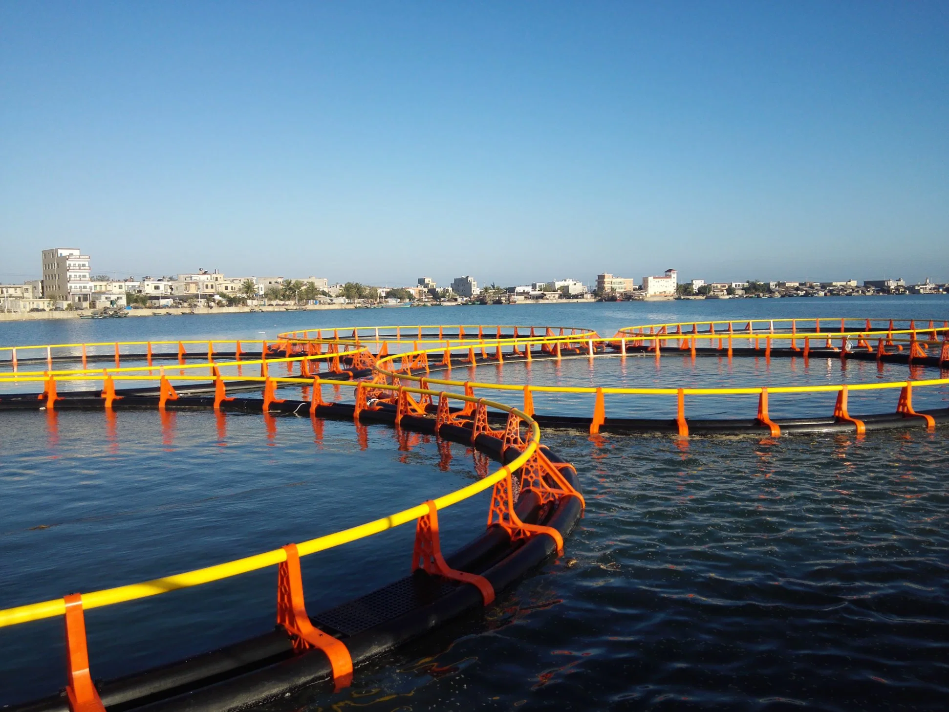 L'Aquaculture de l'environnement système des cages en filet flottant pour le poisson Farmi