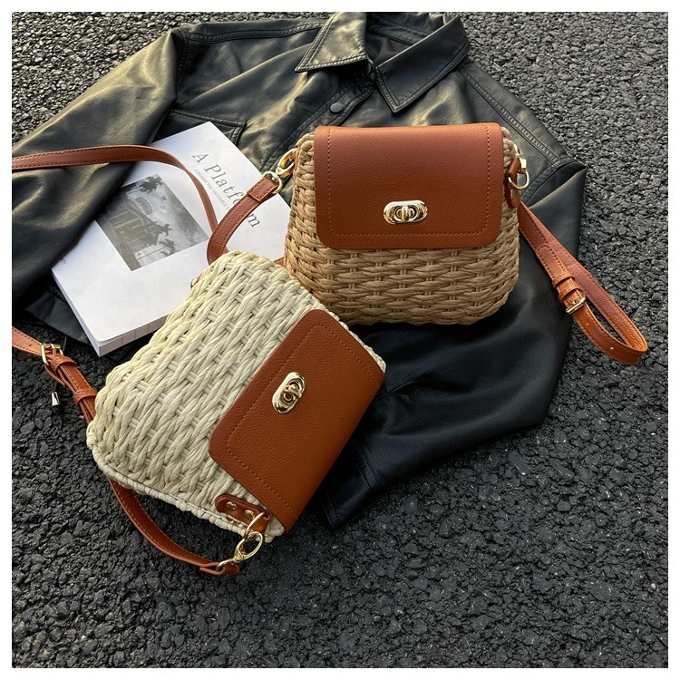 Hot-Selling Factory Vintage Small Straw Bags for Women Crossbody Shoulder Tote Hobo Handbag Lady Travel Purses Handbags Female Ladies Simple Mini OEM ODM Bag