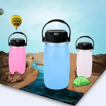 Multifunctional Solar Collapsible Foldable Silicone Water Bottle Waterproof Rechargeable Camping Lantern Solar Luminous Cup Outdoor Emergency Lamp Bottle