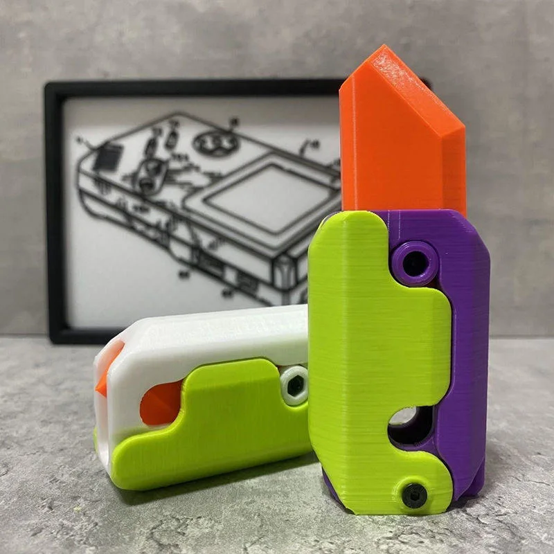 3D Printing Gravity Knife Toy Cub Jumping Small Radish Knife Toys Decompression Push Card Small Carrot Knife