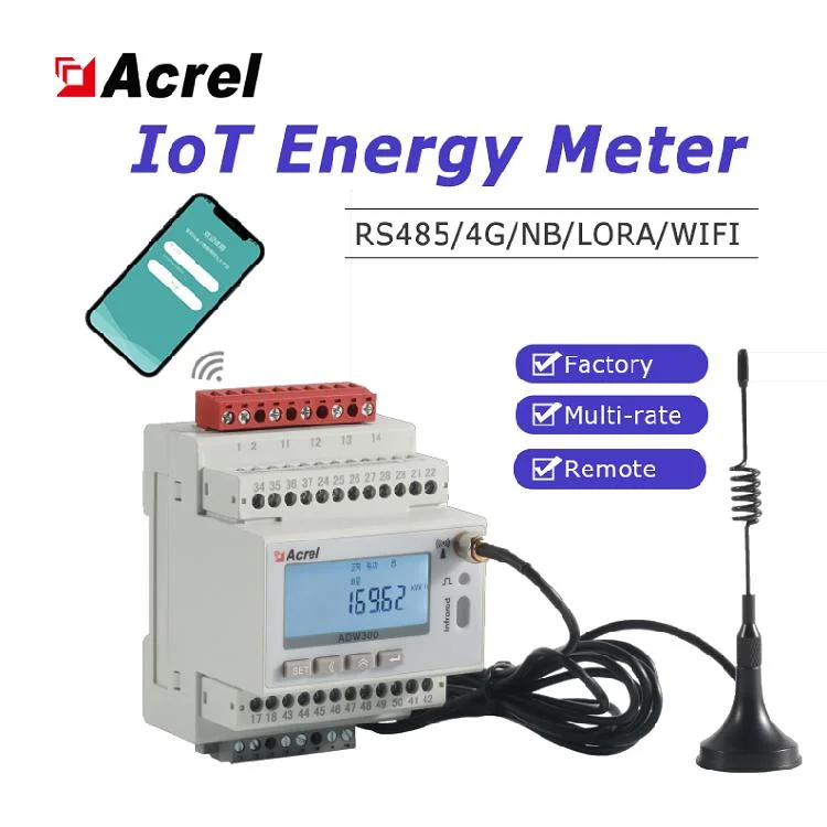 Acrel Three Phase Four Wire DIN Rail Energy Meter 333mv Input Iot Network Electric Meter Class 0.5 Kwh Power Meter Adw300