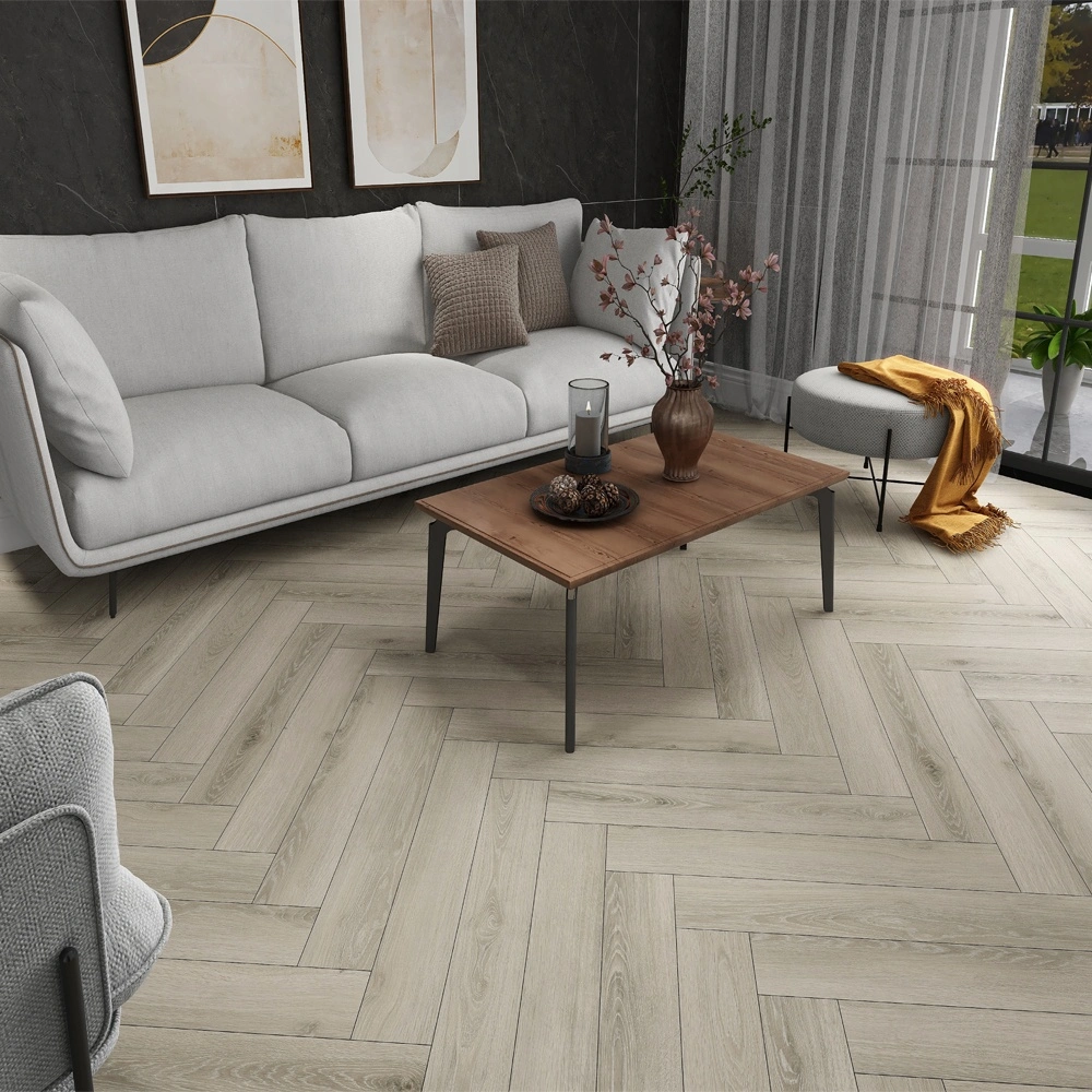 Natural Wire Brushed Oak Herringbone Laminate Flooring Hot Sale Products with Unizip Click