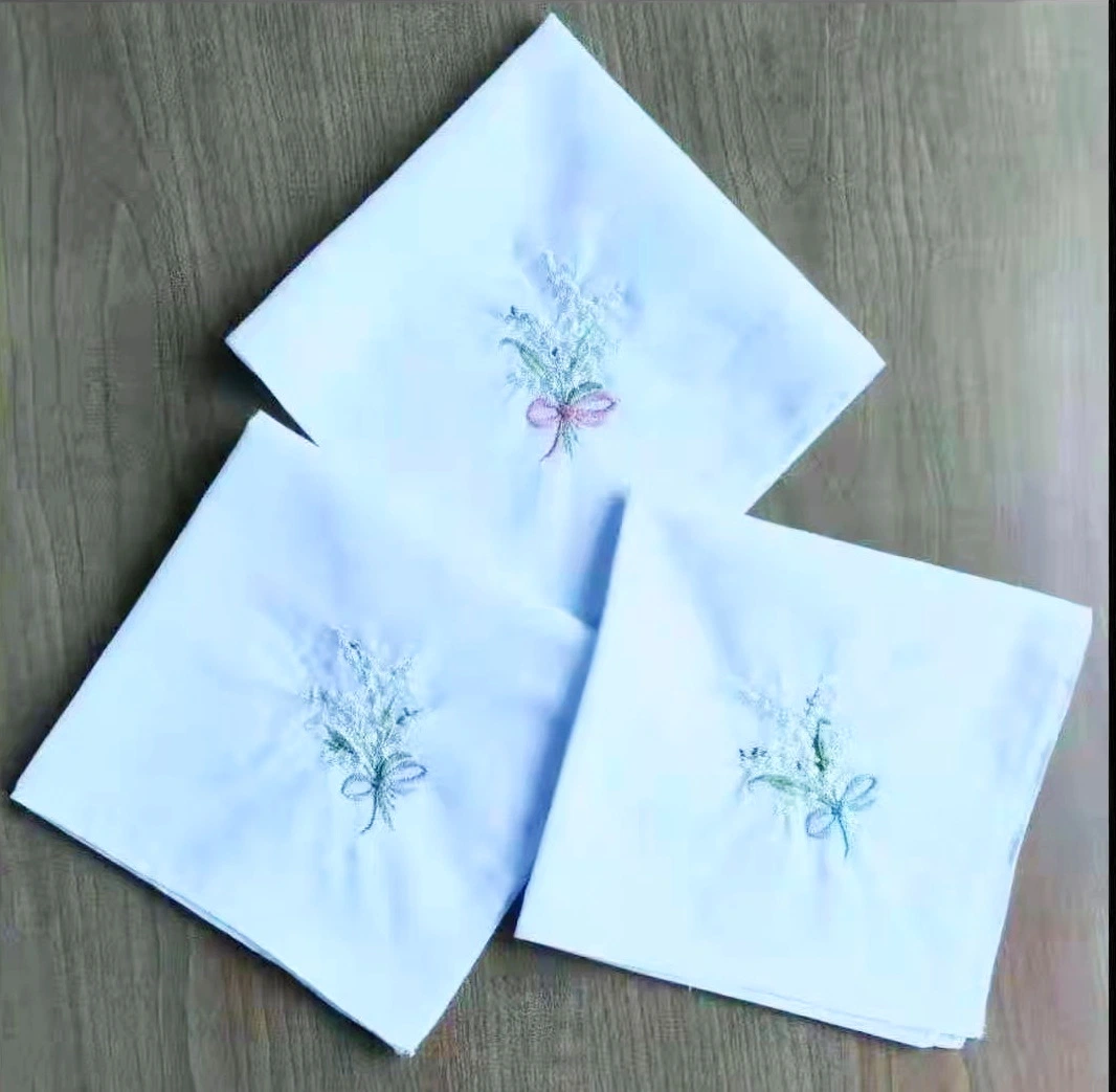 100% Cotton Handkerchiefs with Embroidery