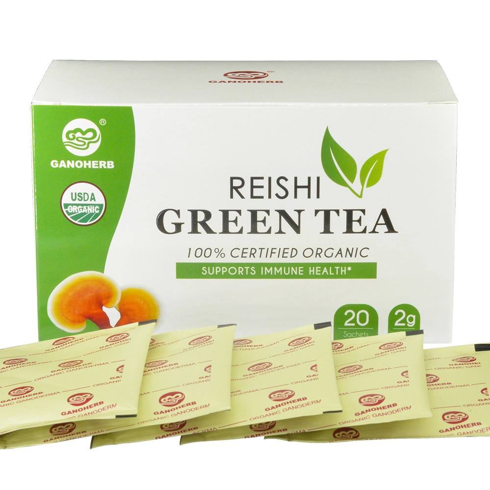 La promoción 100% orgánico bolsas de té verde chino con Hongo Reishi Lingzhi extraer