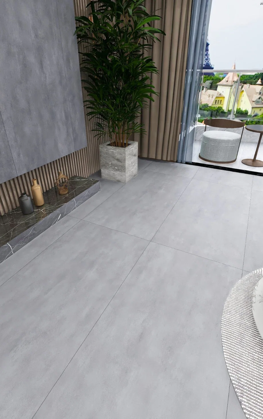 Ceramic Tile Made in China Micro Cement Smoke Gray Simple Floor Tile