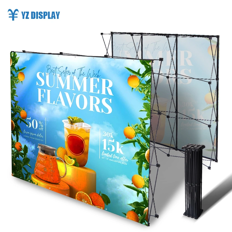 Promotion Portable Backdrop Custom Fabric Pop up Booth 10FT Advertising Trade Show Display Stand Exhibition Wall Banner