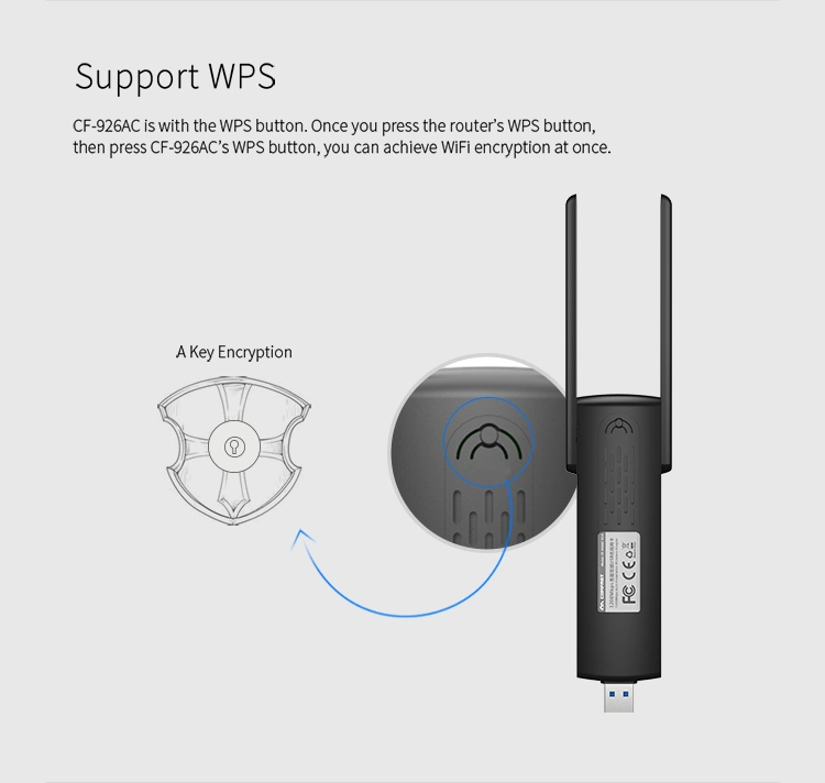 Placa de rede USB 3.0 Mt7612 Wireless WiFi 802.11AC/a/B/G/N