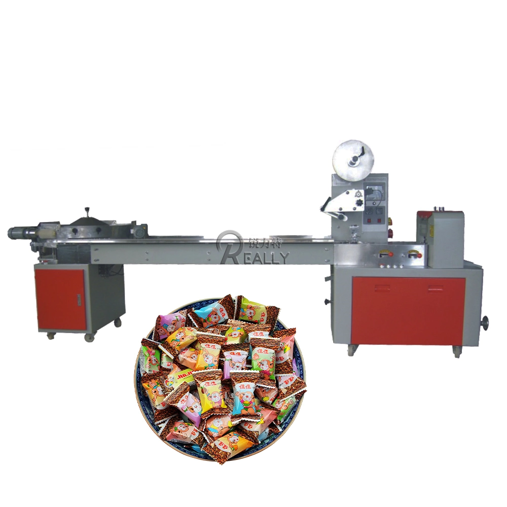 High Speed Flow Candy Kissen Verpackung Kleine Baumwolle Weich Hart Lollipop Verpackungsmaschinen Horizontale Verpackungsmaschine