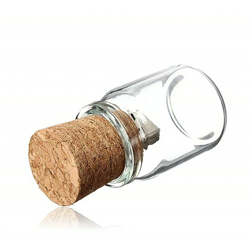 Promotional Gift Wooden Cap Nice Glass Bottle Shape USB Drive with Customized Logo