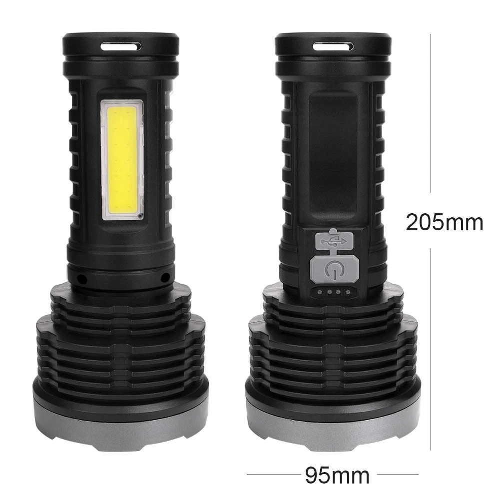 Plastic Camping Emergency Rechargeable Torch Lamp 3 Modes Portable LED Torch Light High Power XPE COB Flashlight with Battery Indication