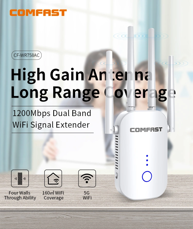 Amazon Hot Selling Long Range WiFi Signal Booster Comfast WiFi Repeater Dual Band 802.11AC Signal Booster Amplifier