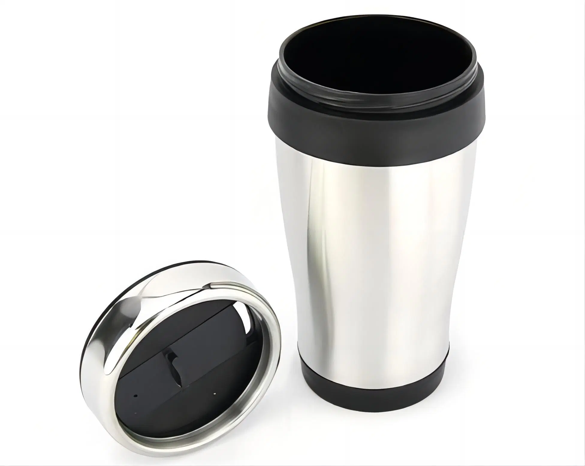 450ml Promotional Mugs Double Wall Inner Plastic Outer Stainless Steel Flask Food Grade Travel Mug