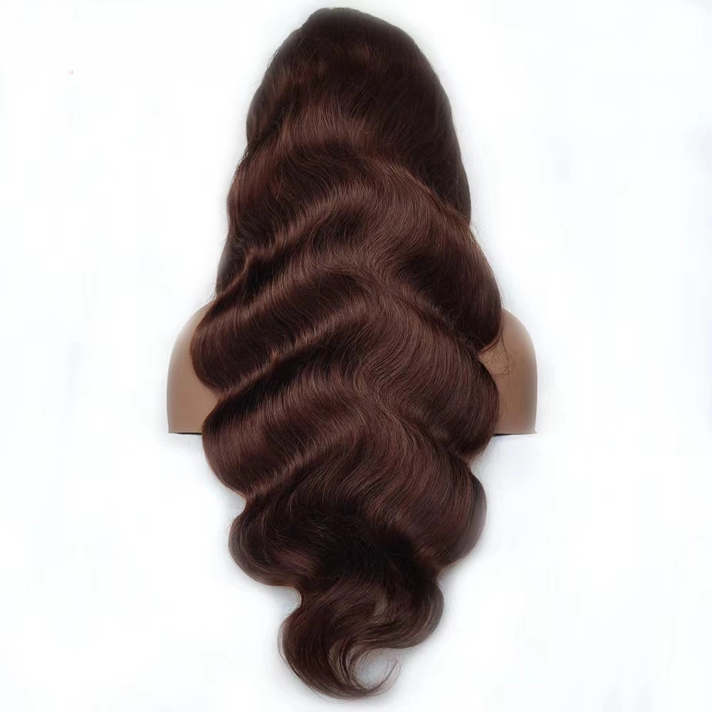 Chocolate Dark Brown #4 Human Hair Wig Front Lace Headpiece