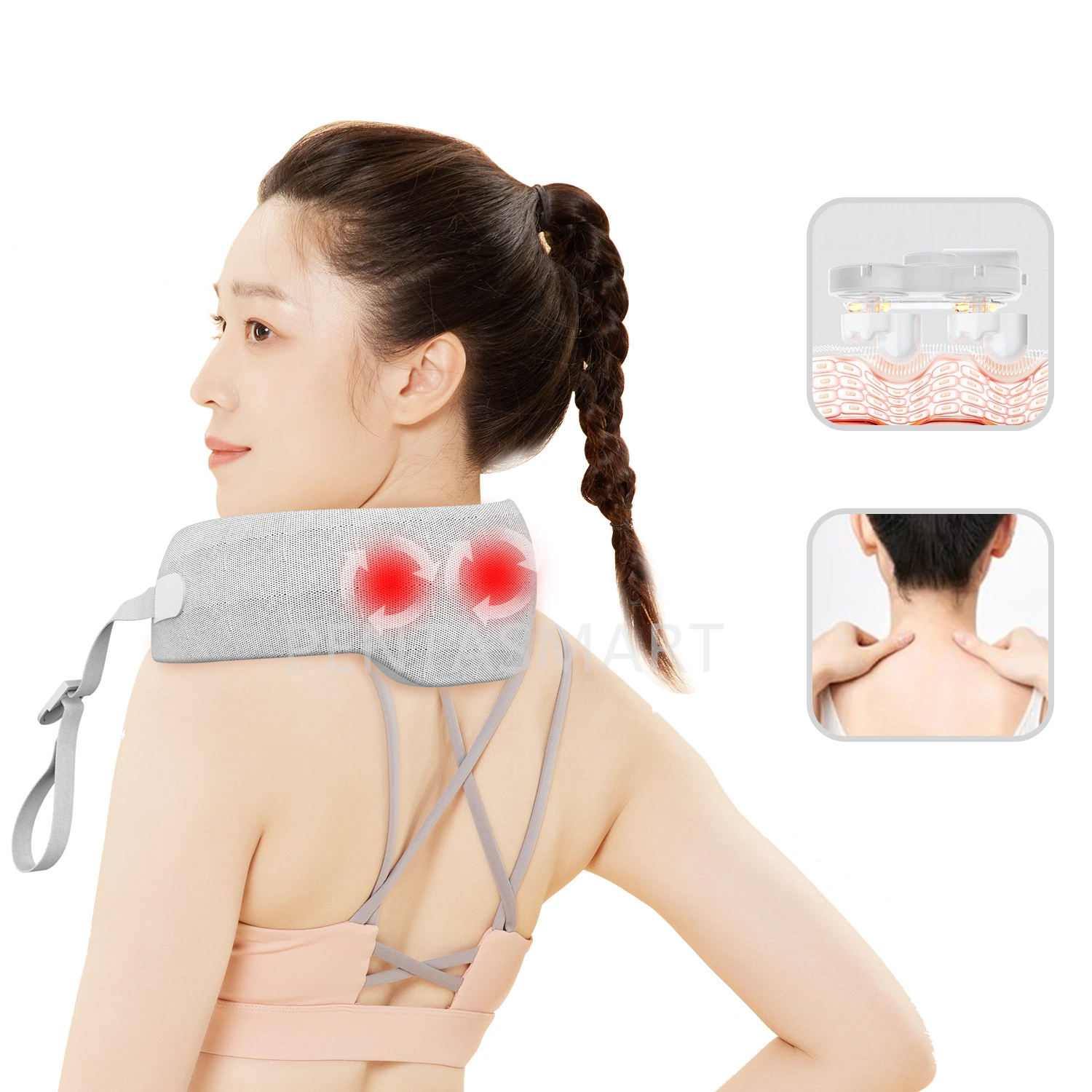 OEM Electric cuello Masaje Pillow Hot Compress Shiatsu cuello amasado Masajeador