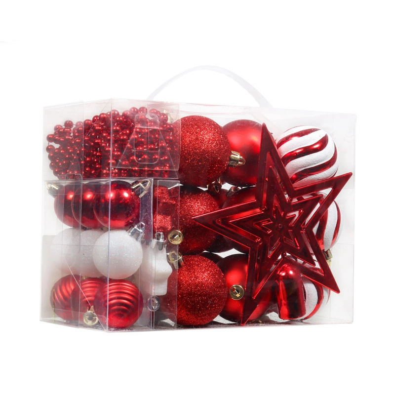 Shatterproof 36 Gift Paper Box Red and White Christmas Ornaments Ball