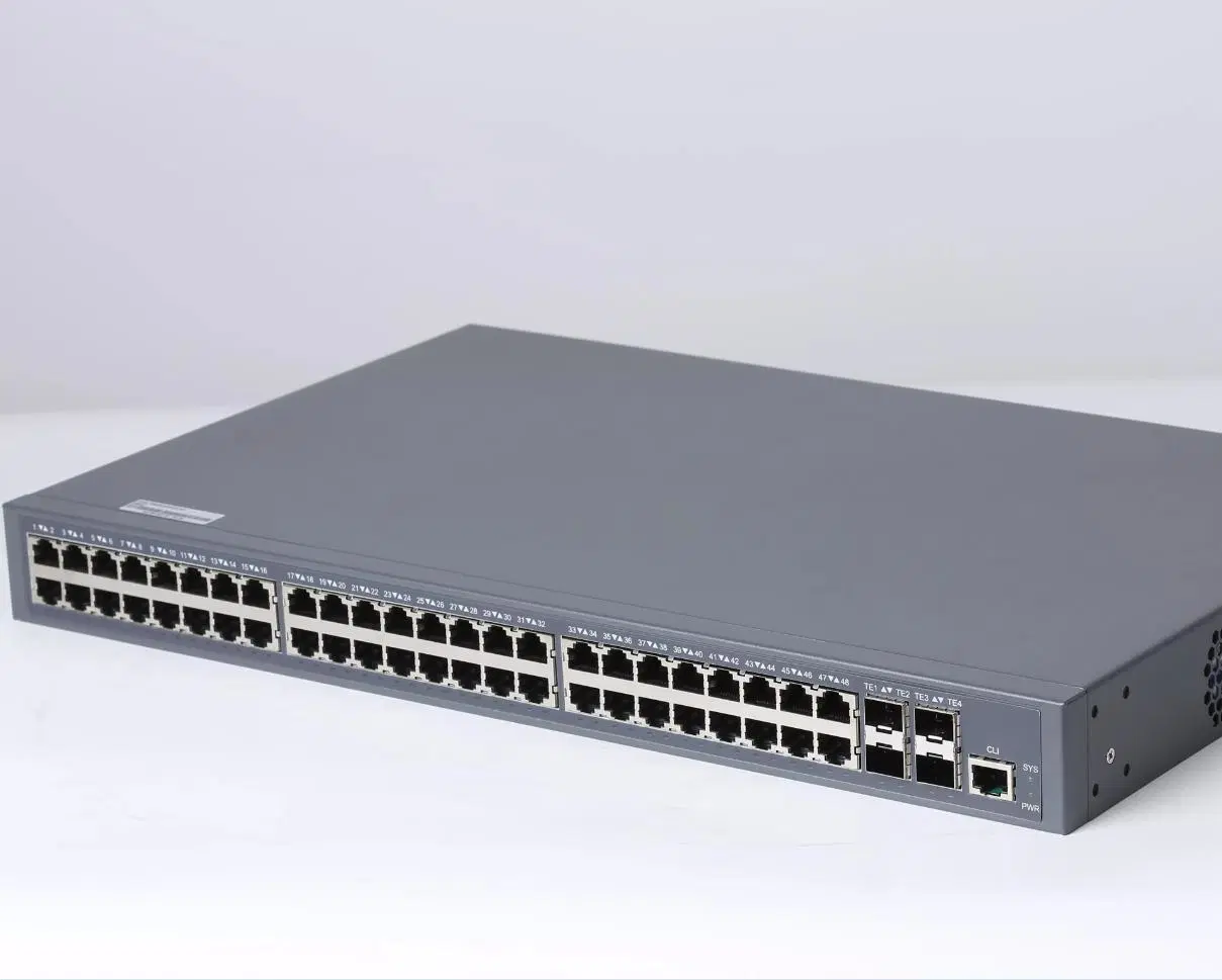 Conmutador Ethernet de fibra de 48 puertos GE, 4 10GE/Ge puertos SFP+ administrado de Capa 2 Interruptor el interruptor de red de fibra