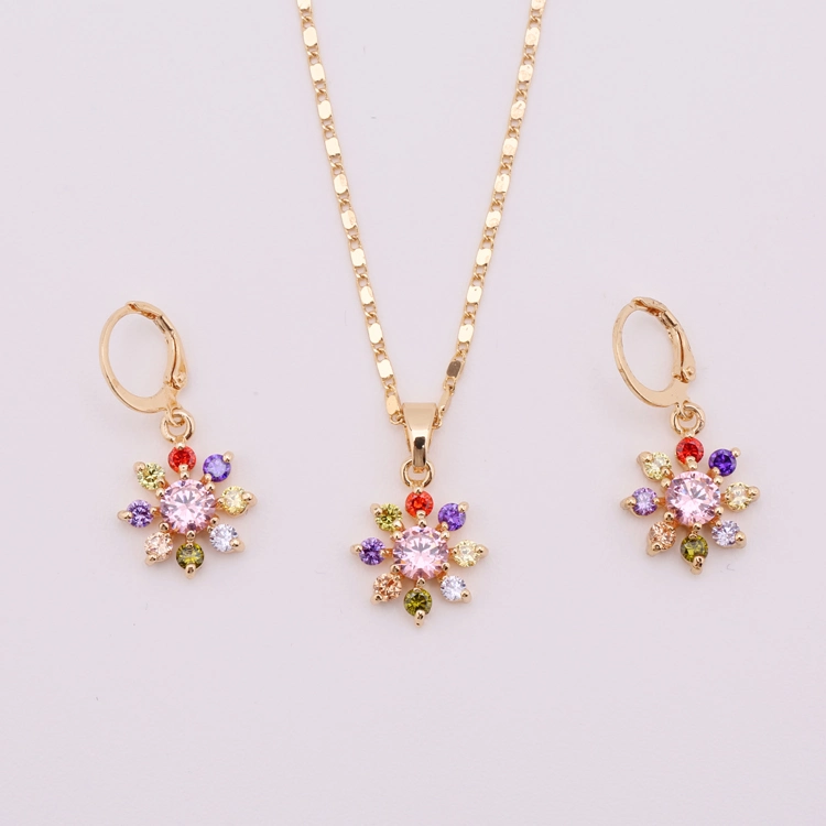 Costume Wholesale/Supplier Fashion Imitation Gold Silver Stainless Steel Charm Jewelry with Earring Set Necklace Pendant