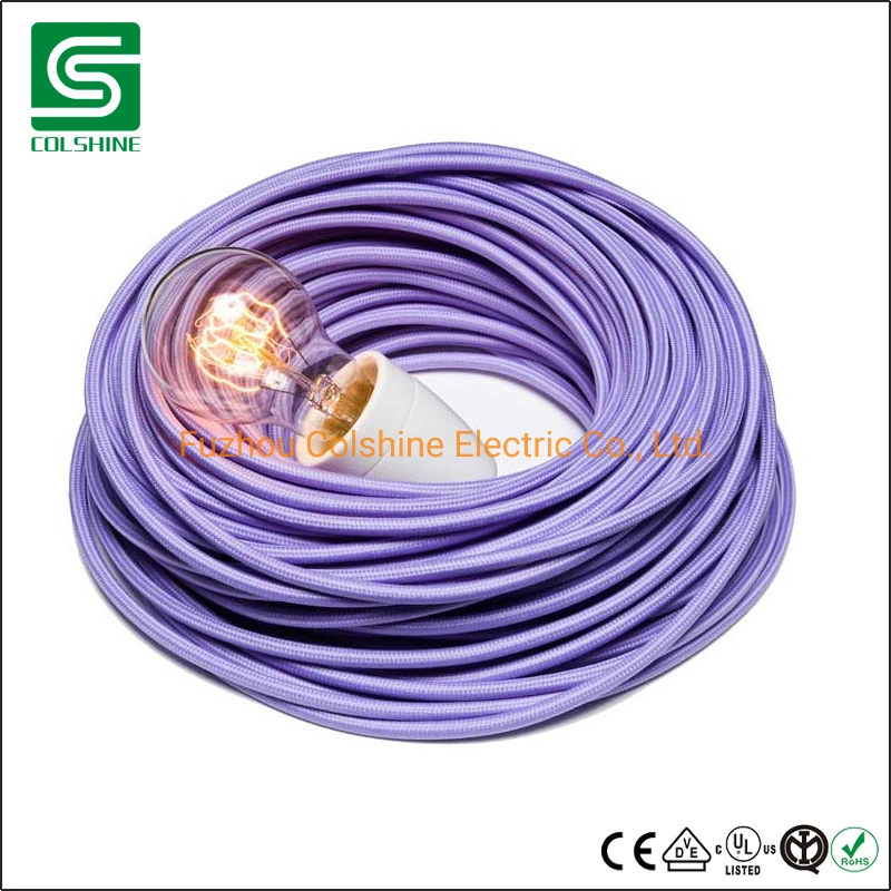 Round Vintage Fabric Braided Woven Flexible Electrical High quality/High cost performance  Lighting Wire Cord Cable