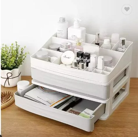 Multilayer Dressing Plastic Desktop Cosmetic Makeup Organizer with Drawer