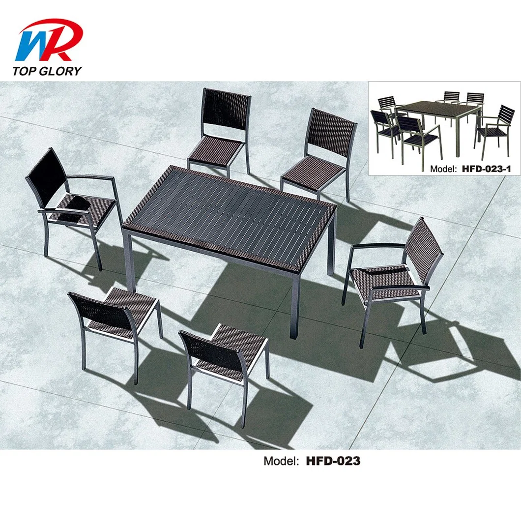 Chinese Modern Leisure Outdoor Restaurant Wicker Rattan Sofa Aluminum Metal Bar Dining Furniture