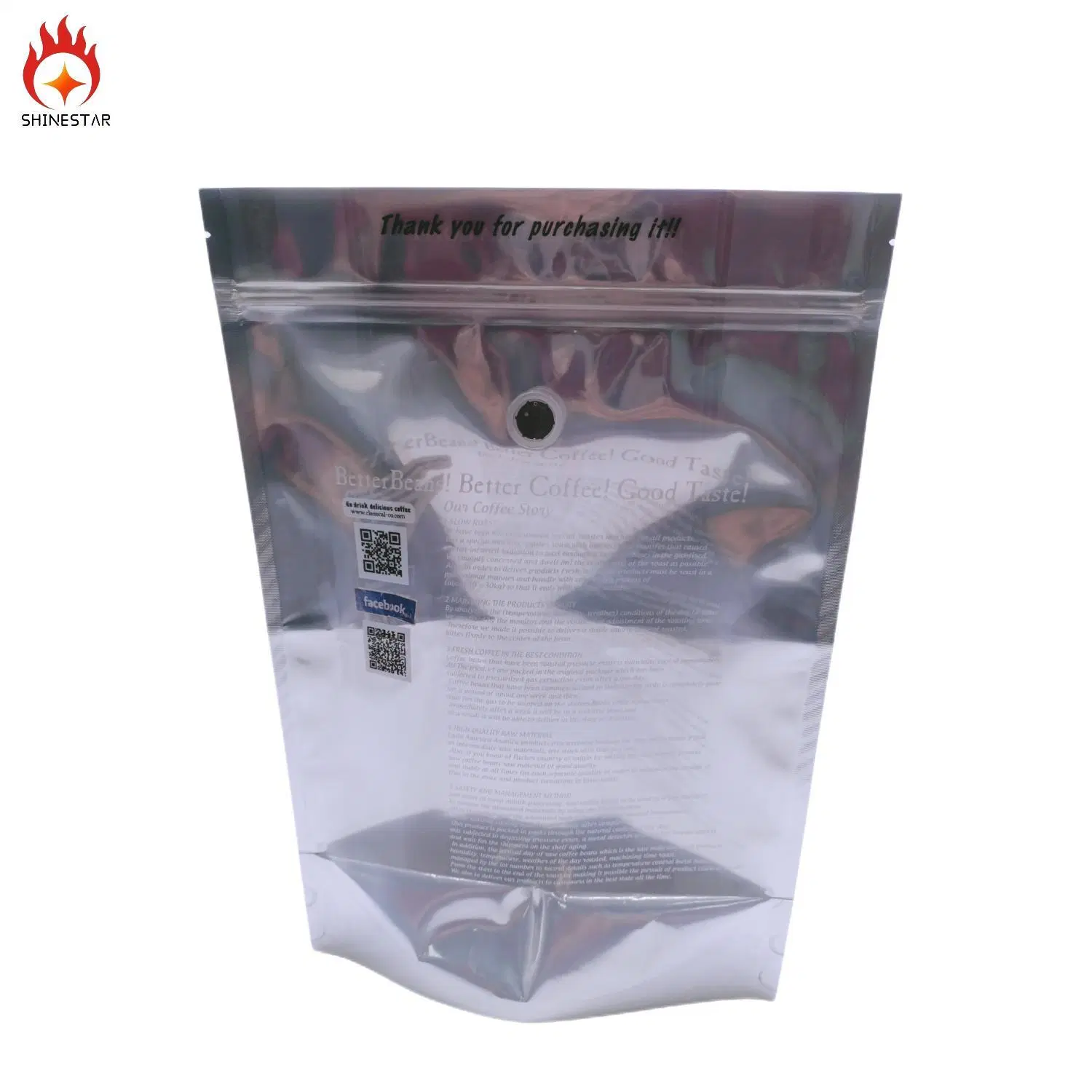 Zurück transparent hell bedruckte Kunststoff Stand Up Bag mit Wert Für Tee/Kaffee