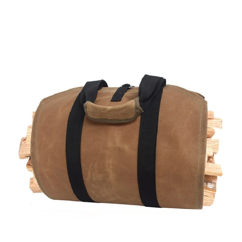 Strapazierfähiges Brennholz, gewachste Canvas Kamin Tragetasche, Carry Log Tasche, wasserdicht, waschbar Heavy Duty Halter mit Griff und verstellbaren Riemen Wbb12038