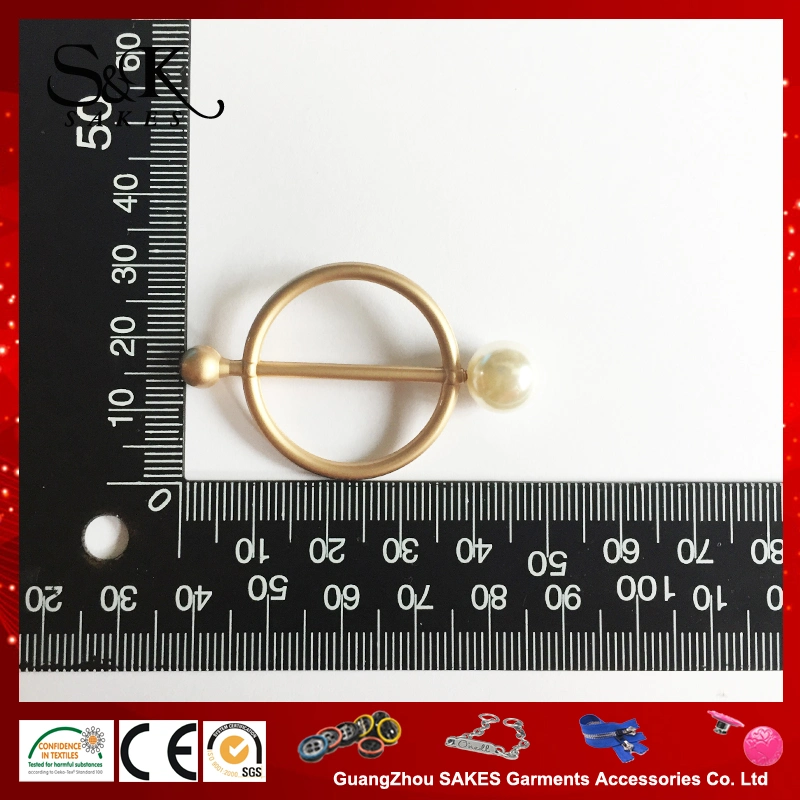 Fashion Fancy Design Metal Alloy Buckle with Pearl Bead for Lady Cloth