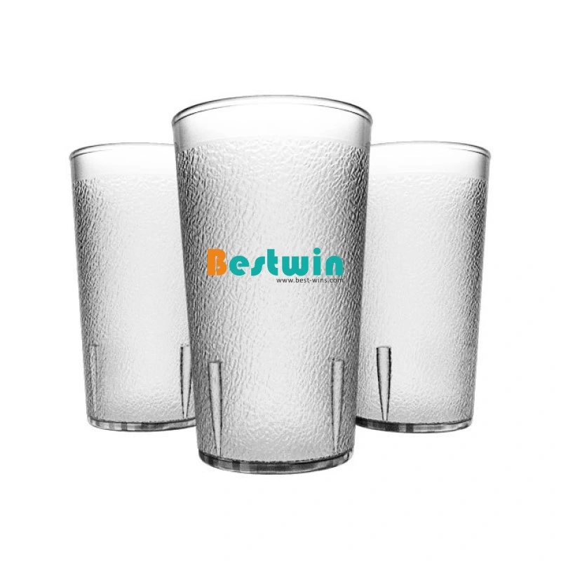 16oz 500ml Unbreakable Frosted Clear Restaurant Catering PC Tea Cup Plastic Pebbled Tumbler Drinking Glass